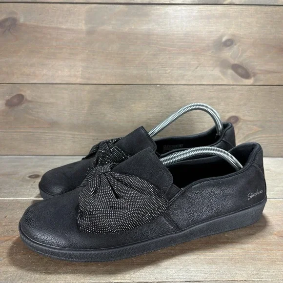 skechers madison avenue womens size 9 shoes black bow slip on comfort sneakers - Picture 1 of 10